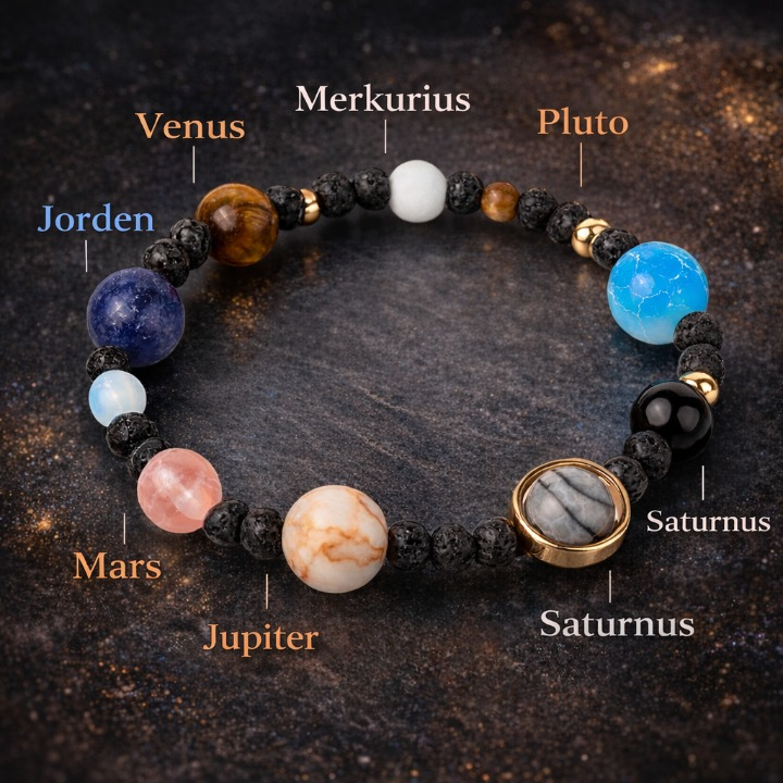 Galaxy Planet Armband – Natursten Inspirerad av Solsystemet