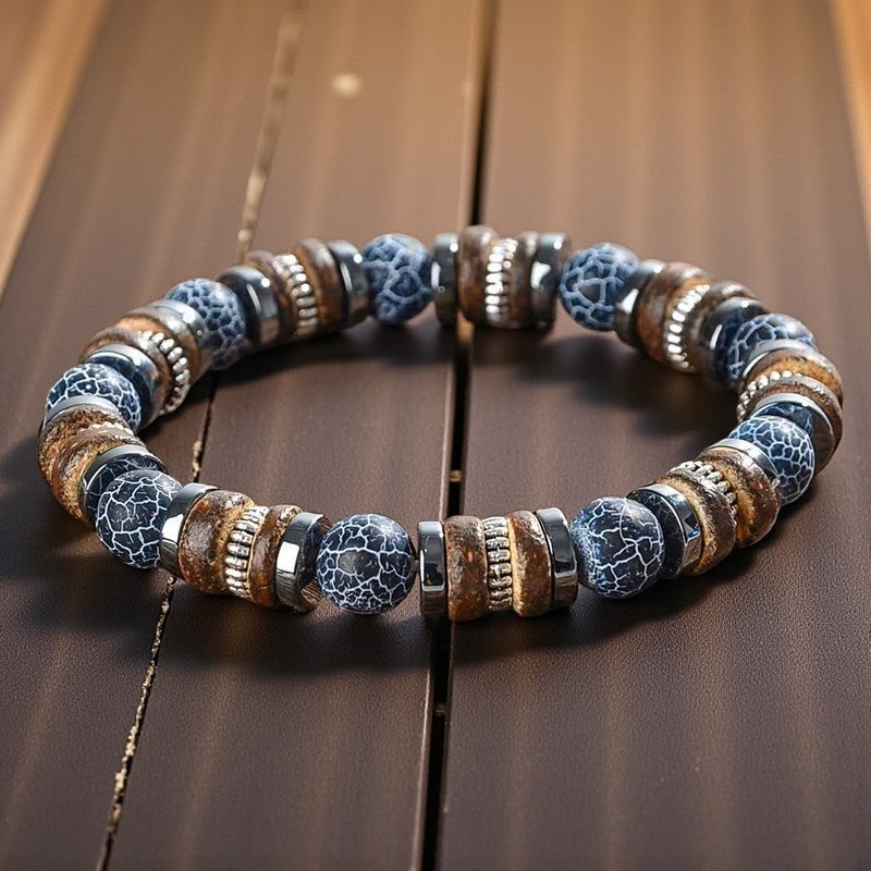 Armband med Agat och Fossilpärlor – Självkärlek