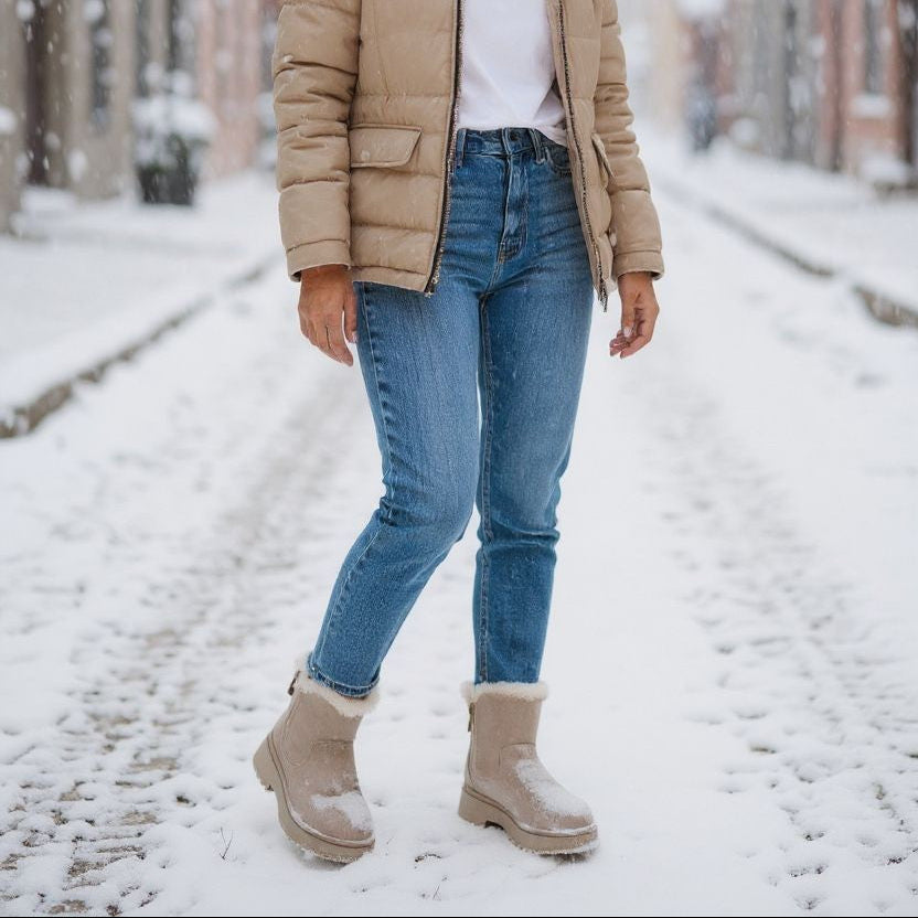 Vinterstövlar med Fleecefoder – Varma Slip-On Boots för Kallt Väder