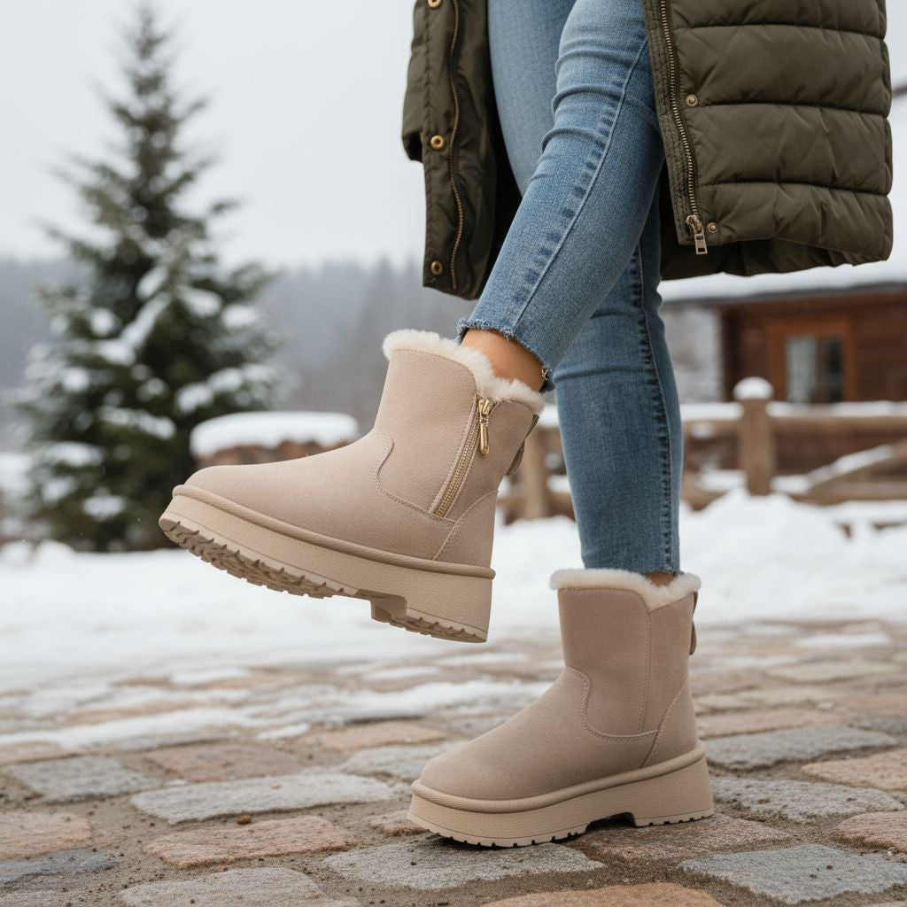 Vinterstövlar med Fleecefoder – Varma Slip-On Boots för Kallt Väder