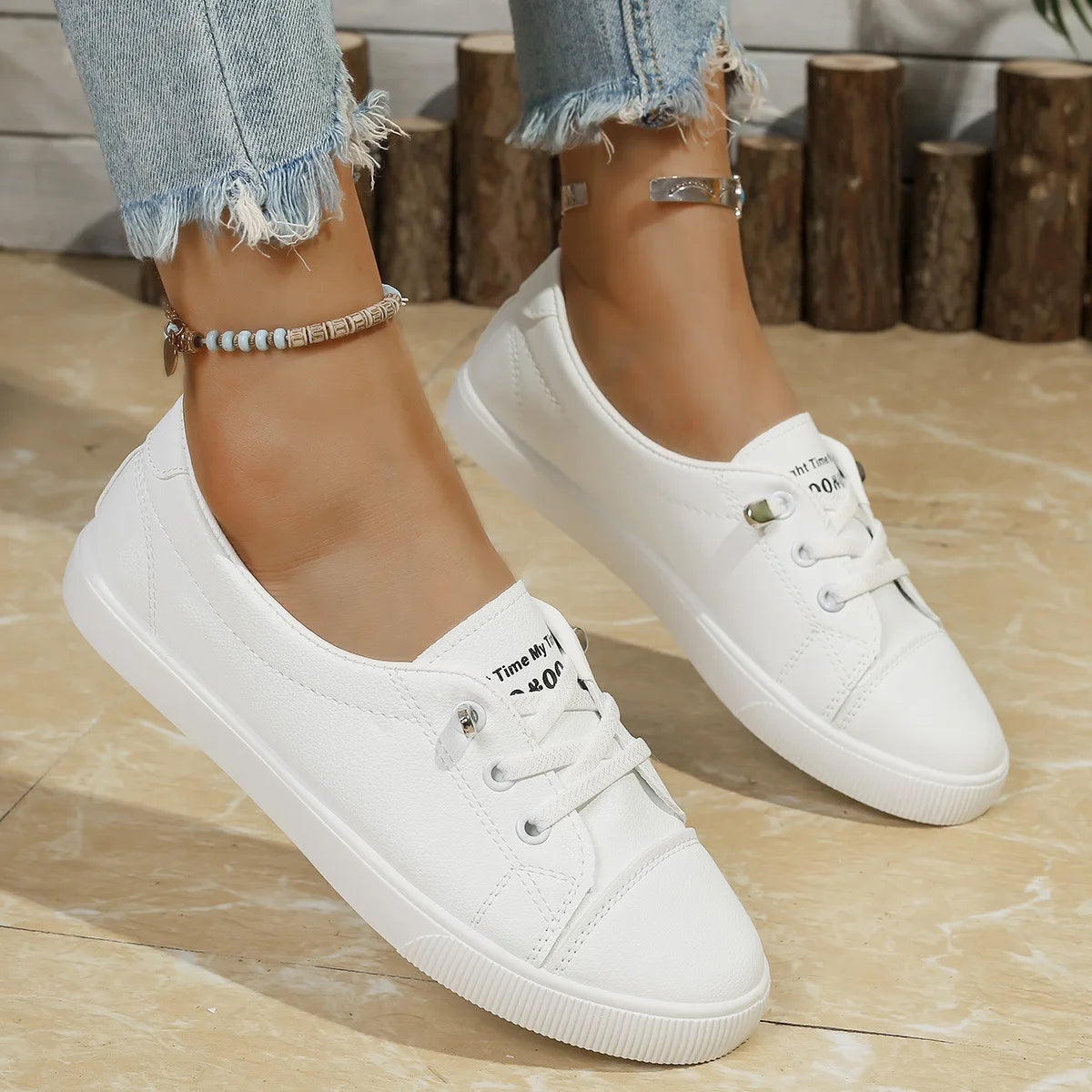 Alina – Slip-on Sneakers för Kvinnor-Beige
