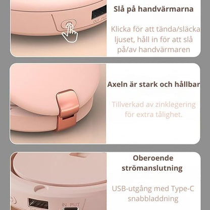 Glansia – Handvärmare, spegel och powerbank i ett