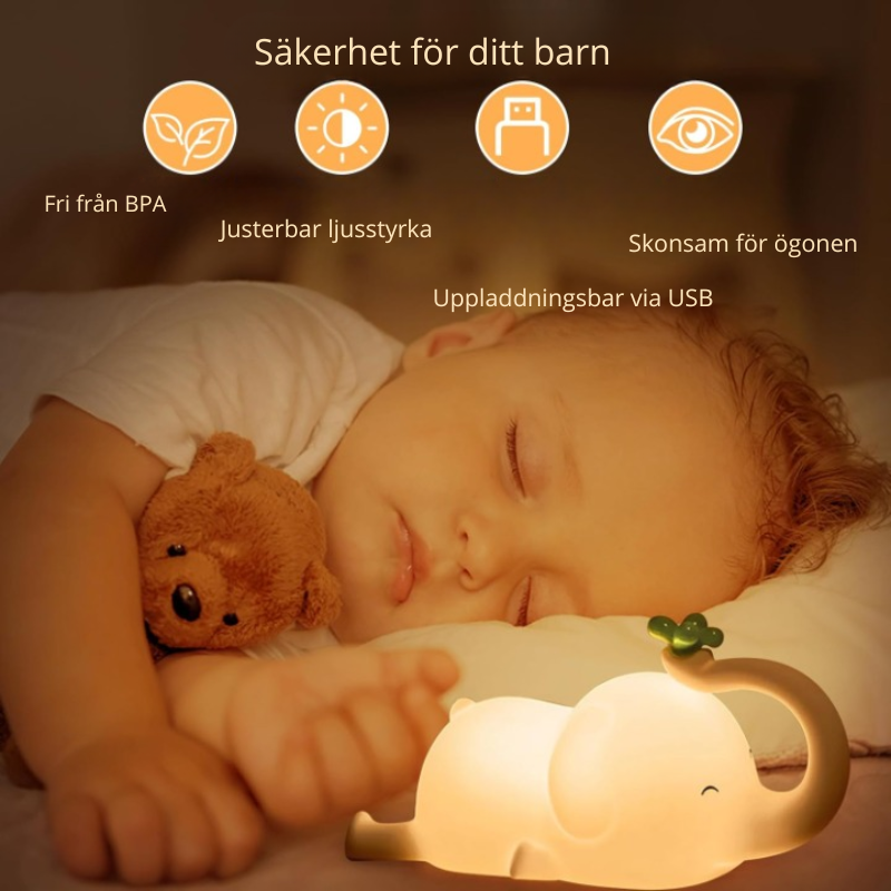 Dumbo-Elefant Nattlampa för Barn
