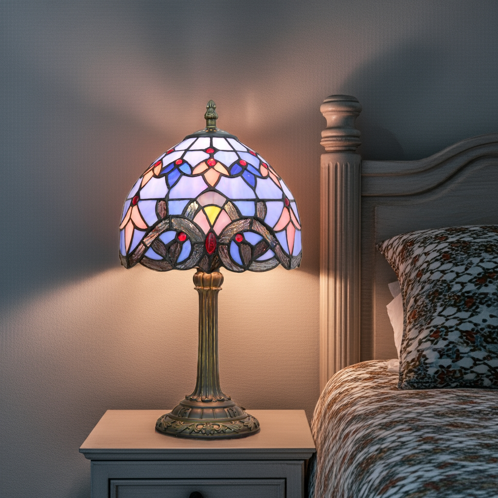 Violette – Bordslampa i Tiffany-stil/ Ljusgul