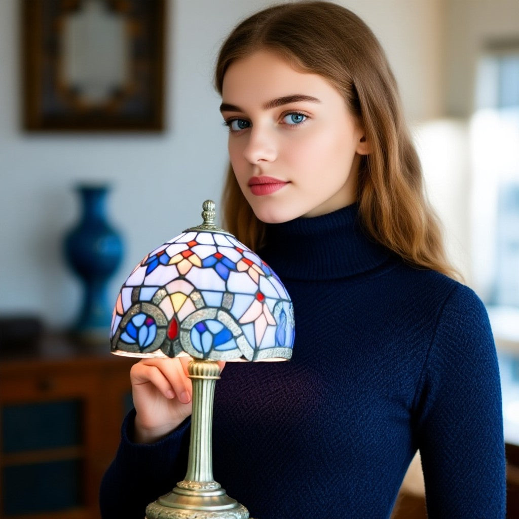 Violette – Bordslampa i Tiffany-stil/ Ljusgul