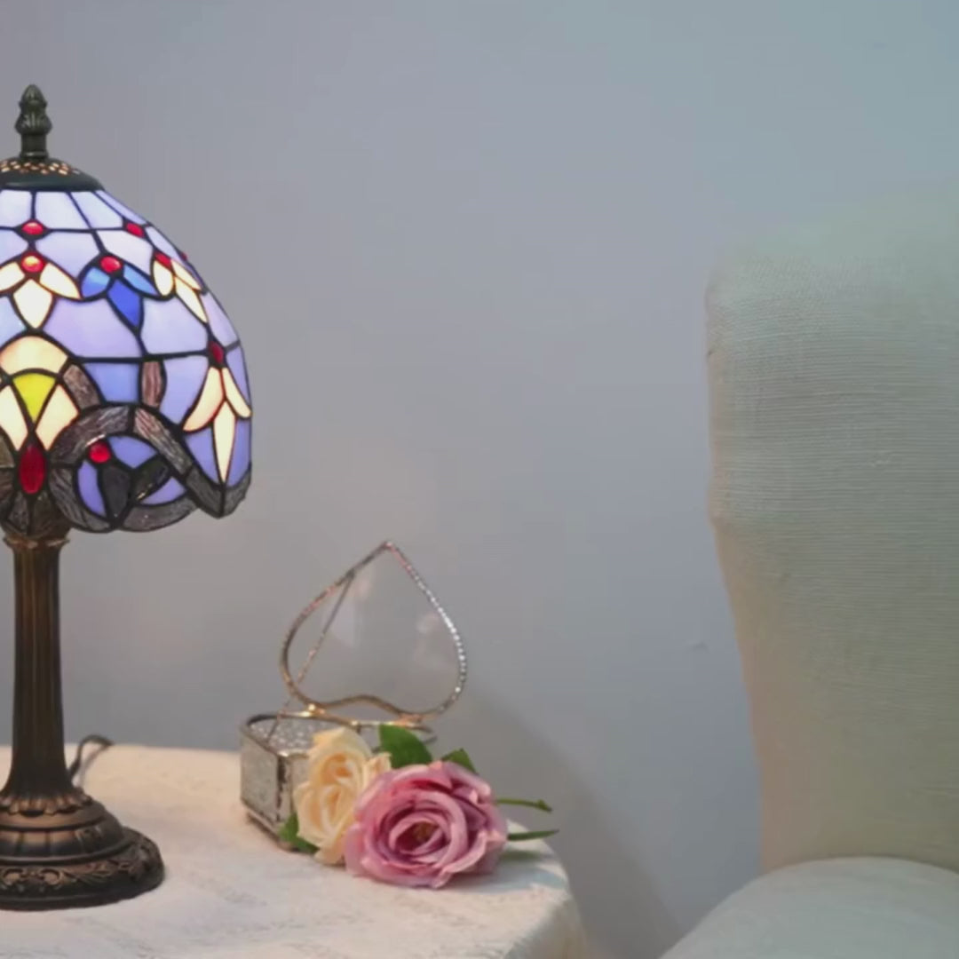 Violette – Bordslampa i Tiffany-stil/ Ljusgul