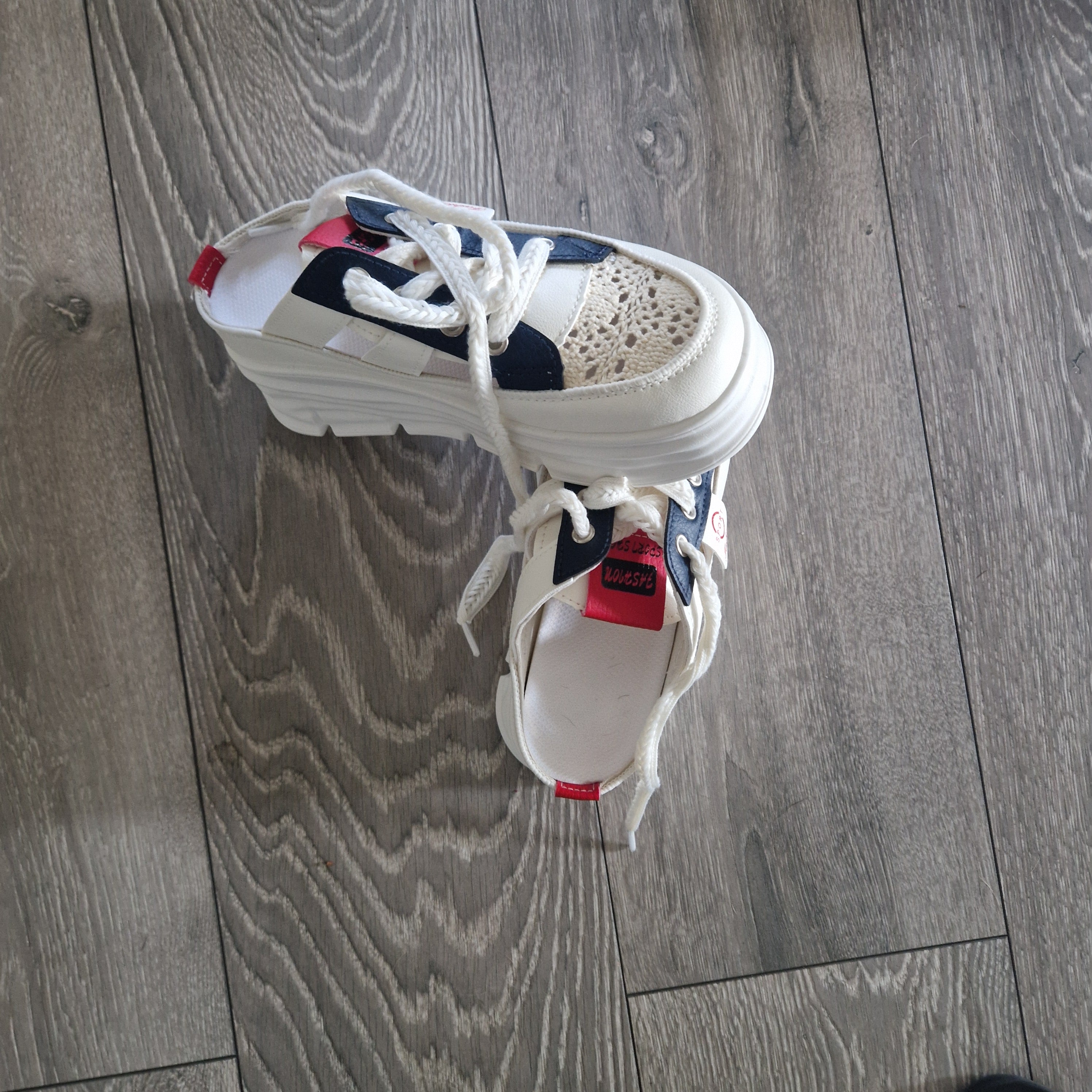 Elevia-Plattformssneakers-Beige/Blå