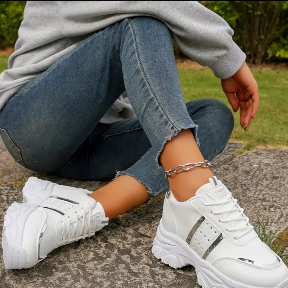Avira-Avslappnade Modesneakers-Vit/Silver – | Dinvardagsshop
