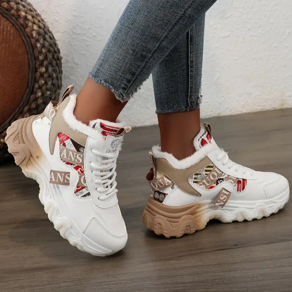 Vilda-vinterkängor (Vit/Khaki) – | Dinvardagsshop