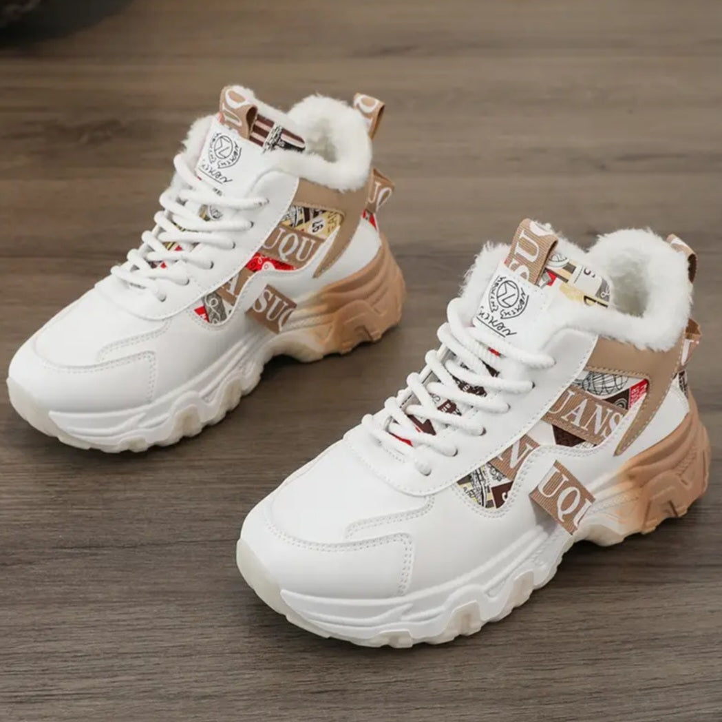 Vilda-vinterkängor (Vit/Khaki) – | Dinvardagsshop