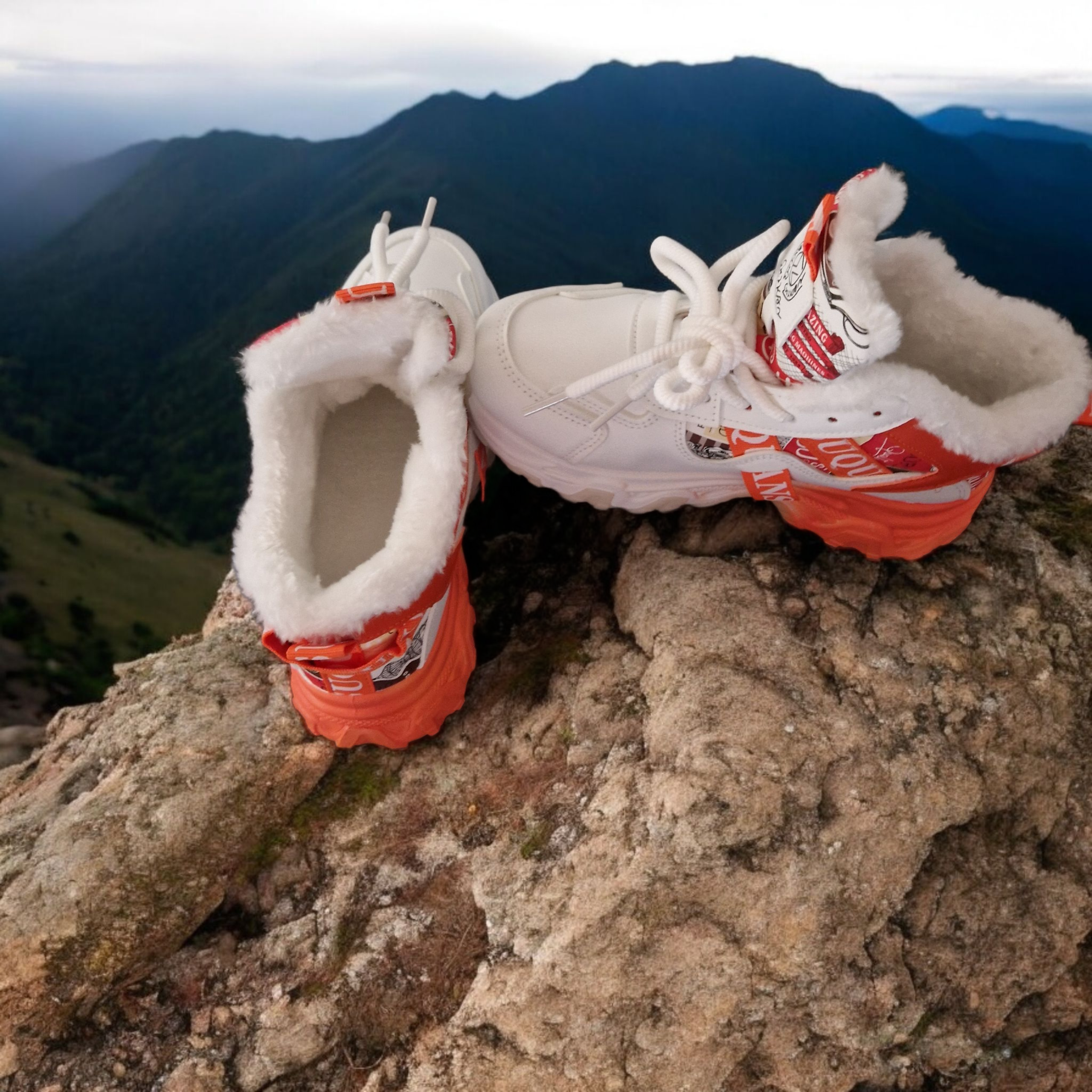 Vilda-vinterkängor (Vit/Khaki) – | Dinvardagsshop