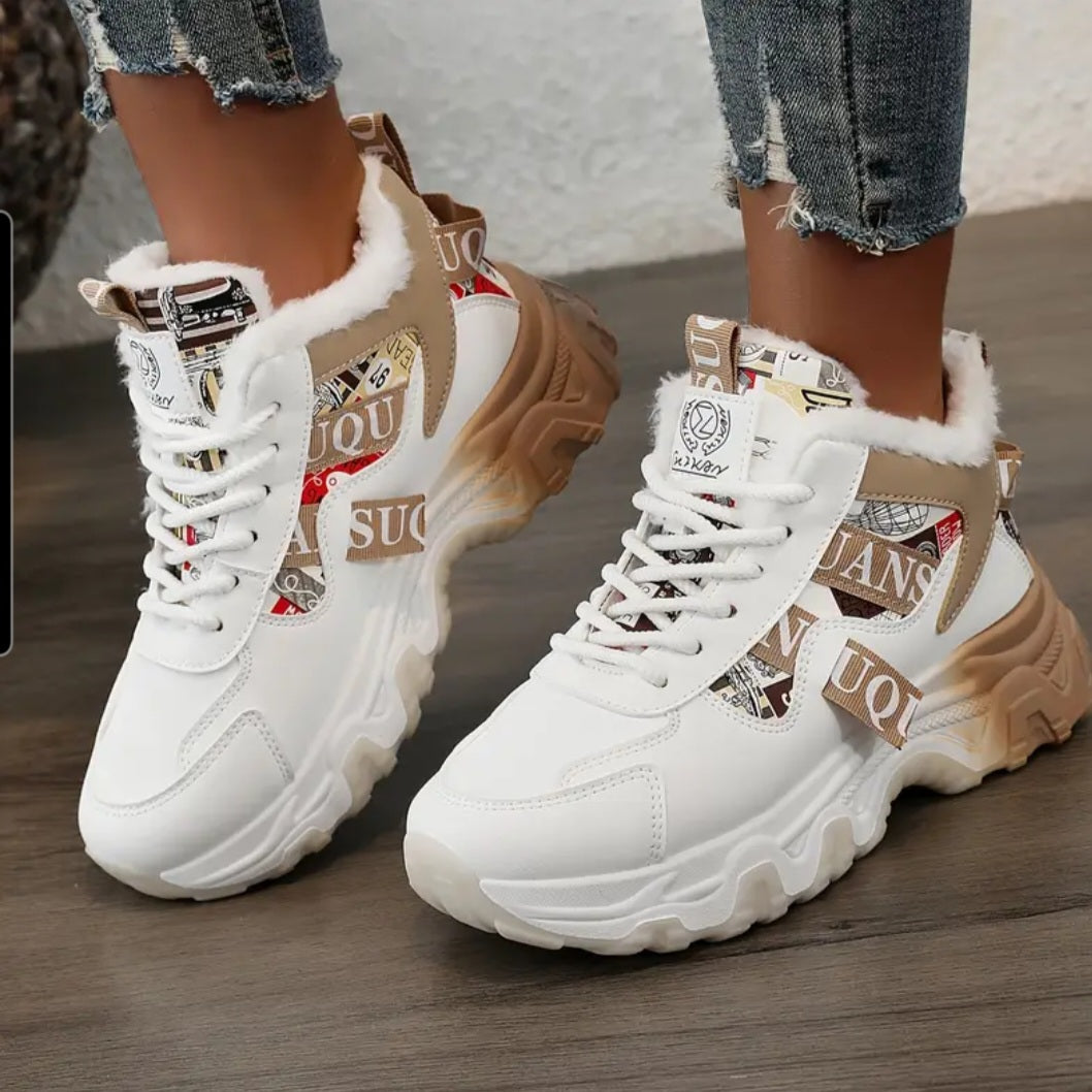 Vilda-vinterkängor (Vit/Khaki) – | Dinvardagsshop