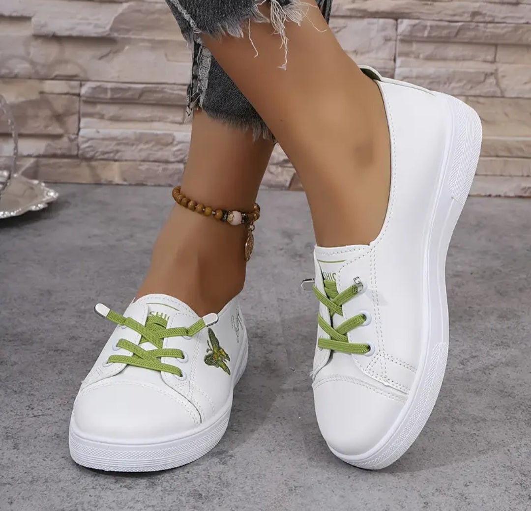 Liva-Sneakers med Brodyr Vit/Rosa