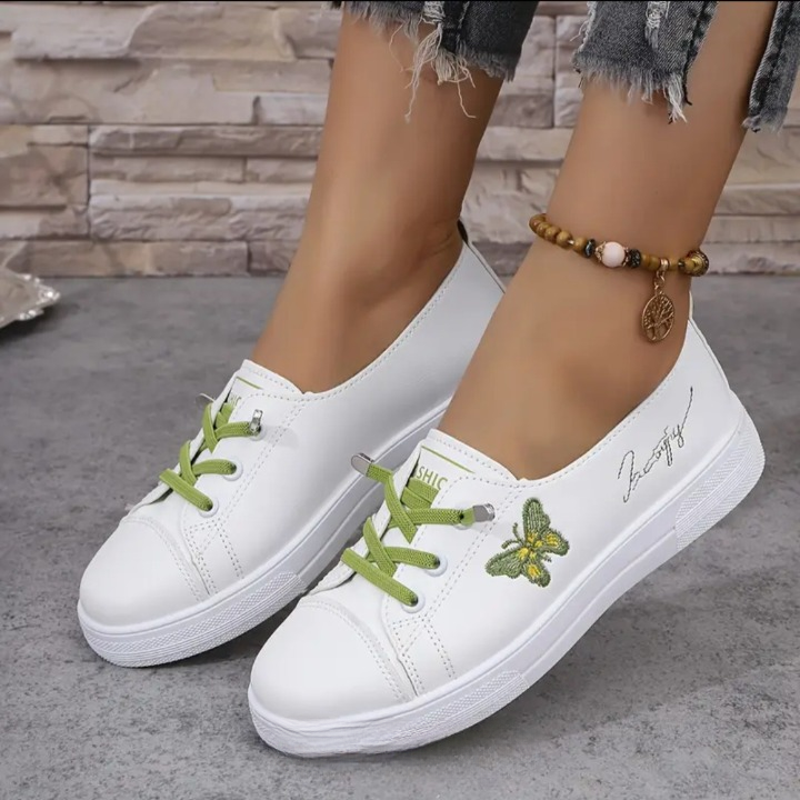 Liva-Sneakers med Brodyr Vit/Rosa