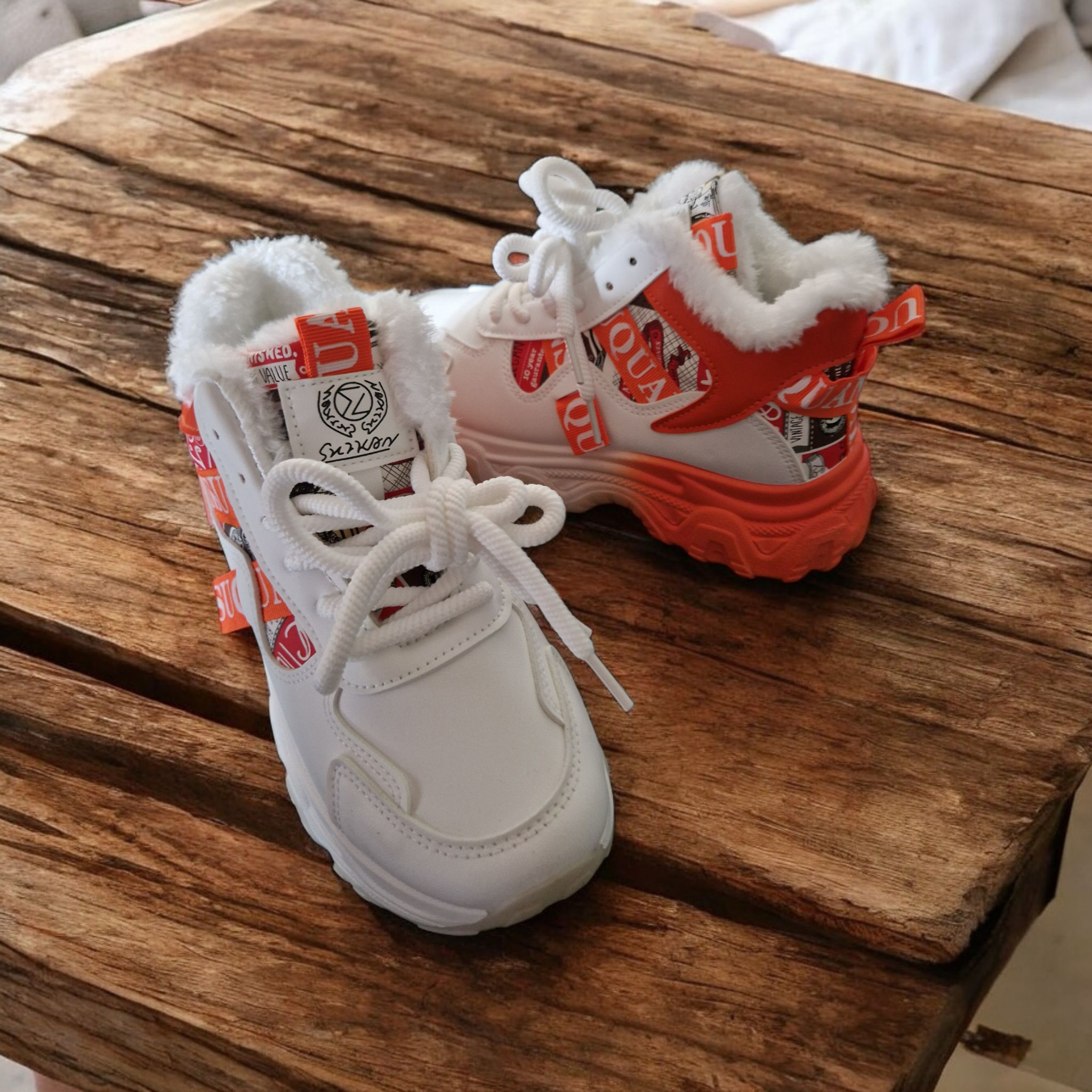 Vilda-vinterkängor (Vit/Khaki) – | Dinvardagsshop