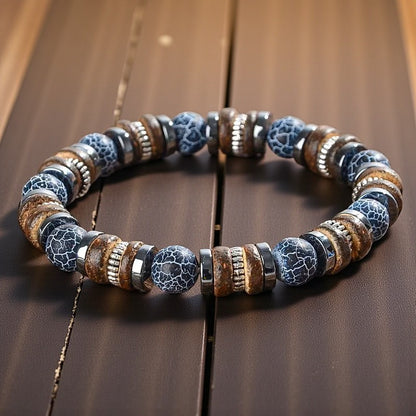 Armband med Agat och Fossilpärlor – Självkärlek