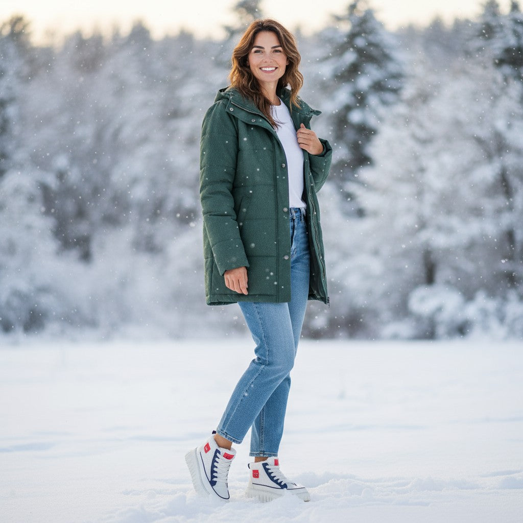 Frostella – Vinterankelstövlar med Höjdökning och Varmt Fleecefoder (Vit)