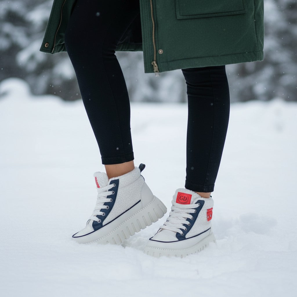 Frostella – Vinterankelstövlar med Höjdökning och Varmt Fleecefoder (Vit)