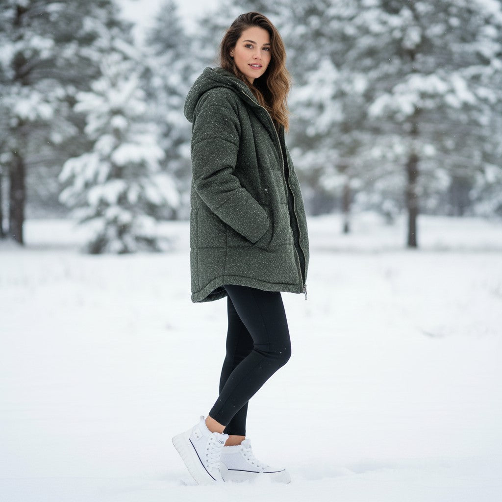 Frostella – Vinterankelstövlar med Höjdökning och Varmt Fleecefoder (Vit)