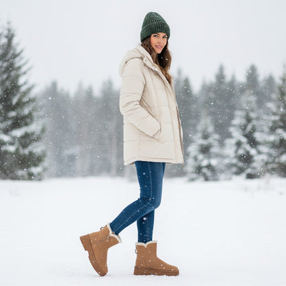 Vinterstövlar med Fleecefoder – Varma Slip-On Boots för Kallt Väder