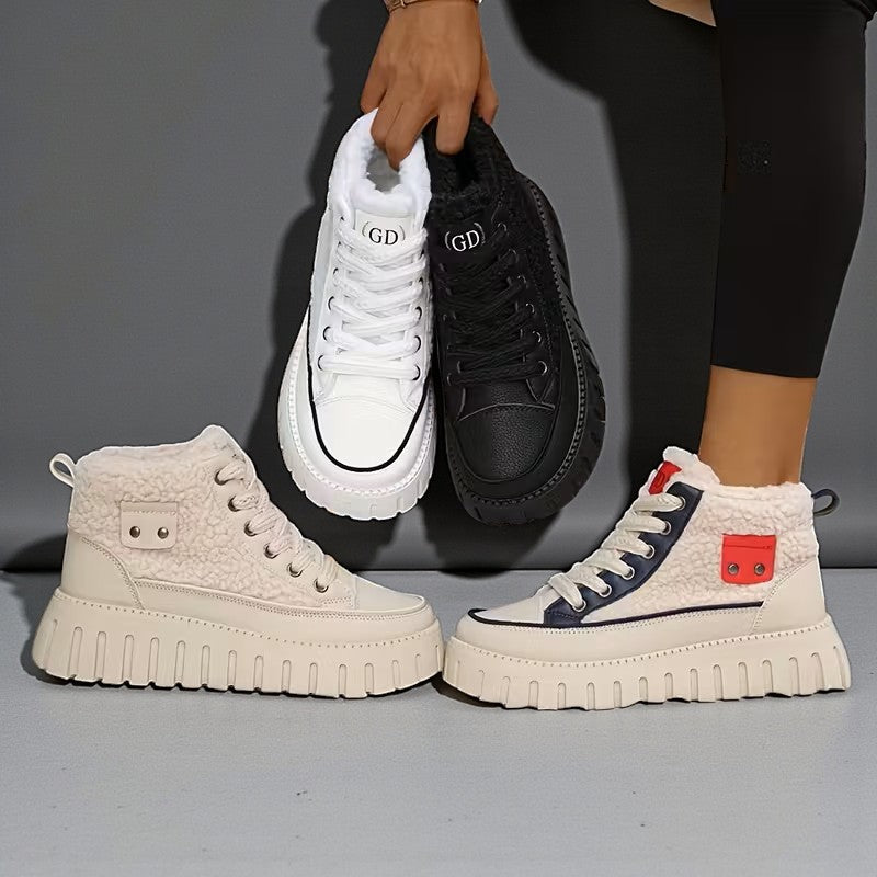 Frostella – Vinterankelstövlar med Höjdökning och Varmt Fleecefoder (Vit)