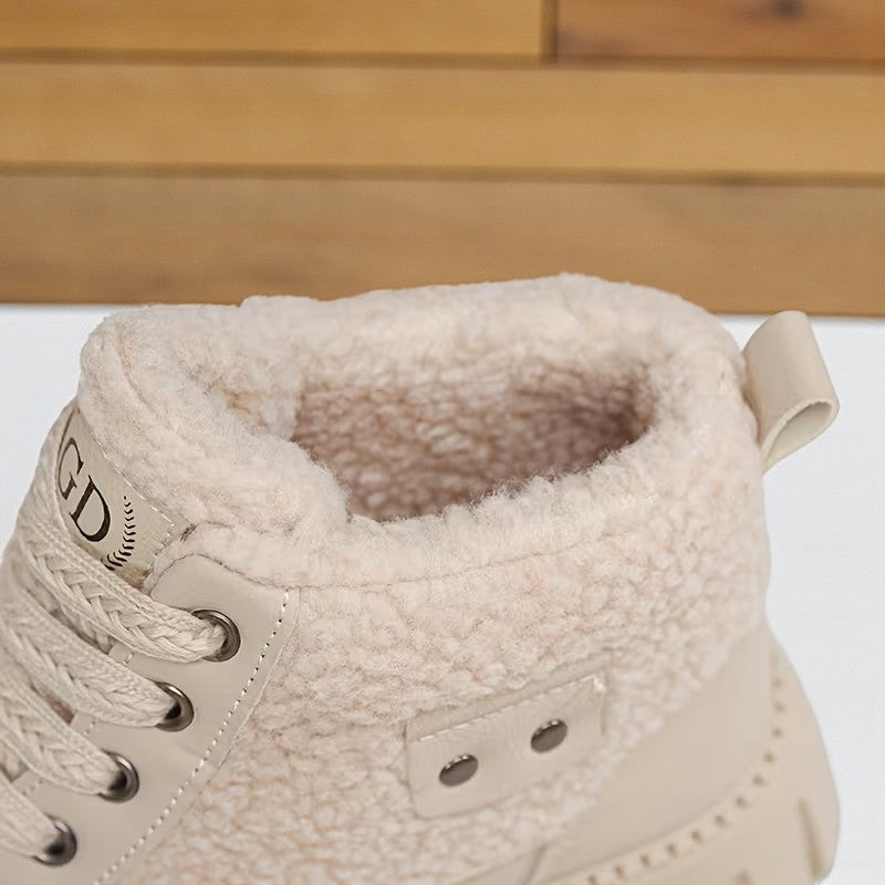 Frostella – Vinterankelstövlar med Höjdökning och Varmt Fleecefoder (Vit)